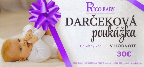 Darčeková poukážka 30€ – elektronická Rico Baby