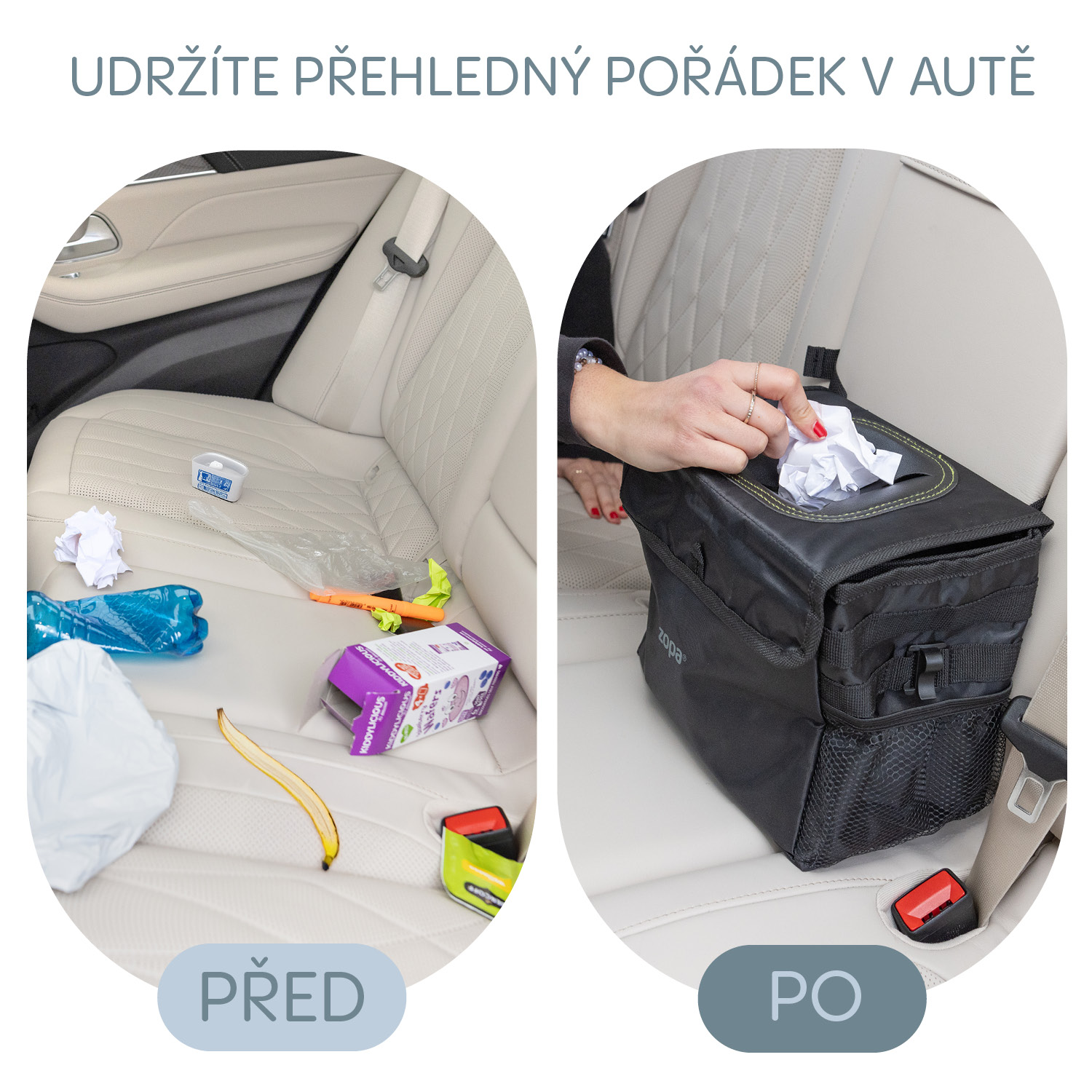 Vodotesný odpadkový kôš do auta s vekom – Obrázok 5
