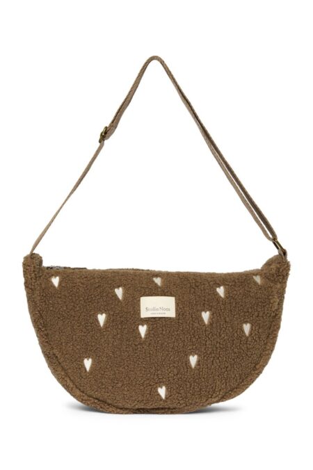 STUDIO NOOS - Teddy Hearts Adult FANNY kabelka | Brown Hearts