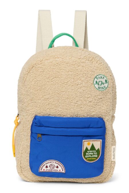 STUDIO NOOS - Teddy Midi BACKPACK - batôžtek s predným vreckom | Ecru/Cobalt