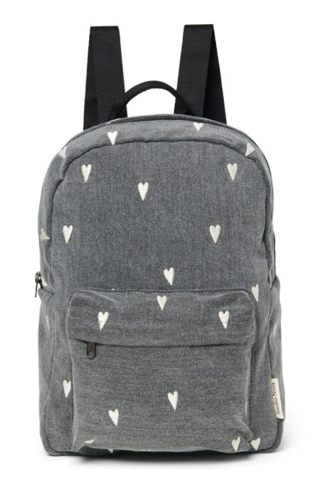STUDIO NOOS - Denim Midi BACKPACK - batôžtek s predným vreckom | Grey Hearts