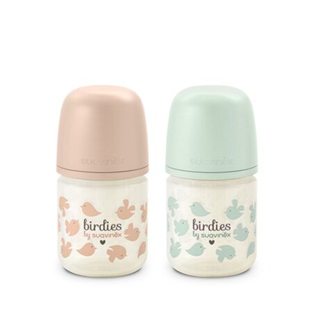 SUAVINEX | Fľaša SKLO BIRDIES 120 ml fyziologická SX PRO +0 SF