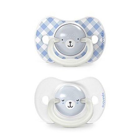 SUAVINEX | Cumlík DEŇ&NOC fyziologický silikón WILD & FREE 6-18 m - 2 ks - modré