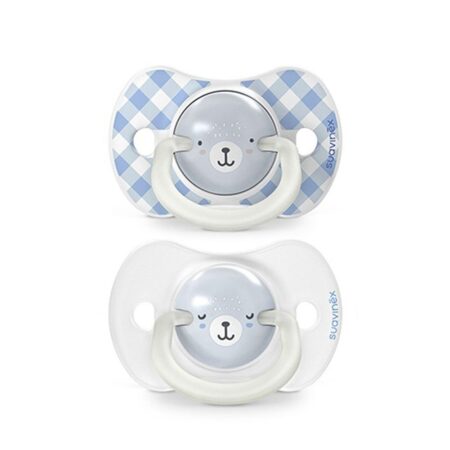 SUAVINEX | Cumlík DEŇ&NOC fyziologický silikón WILD & FREE 0-6 m - 2ks - modré