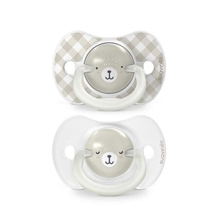 SUAVINEX | Cumlík DEŇ&NOC fyziologický silikón WILD & FREE 0-6 m - 2ks - sivé