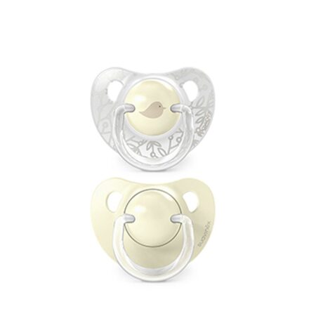 SUAVINEX | Cumlík anatomický silikon 0/6m 2 ks BIRDIES - žltý