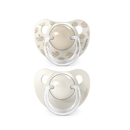 SUAVINEX | Cumlík anatomický silikon 6/18 m 2 ks BIRDIES - krémový