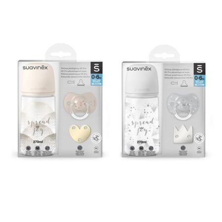 SUAVINEX | SADA FĽAŠA 270ml + CUMLÍK FYZIOLOGICKÝ 0/6M + KLIP JOY