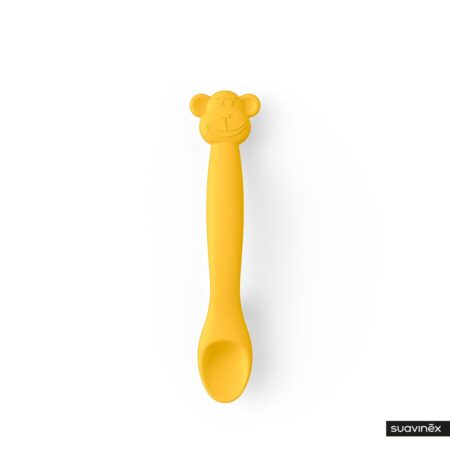 SUAVINEX | Silikónová lyžička OPIČKA - ŽLTÁ