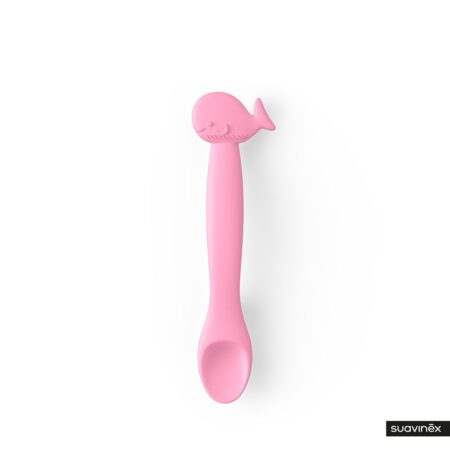 SUAVINEX | Silikónová lyžička  RYBIČKA - RŮŽOVÁ