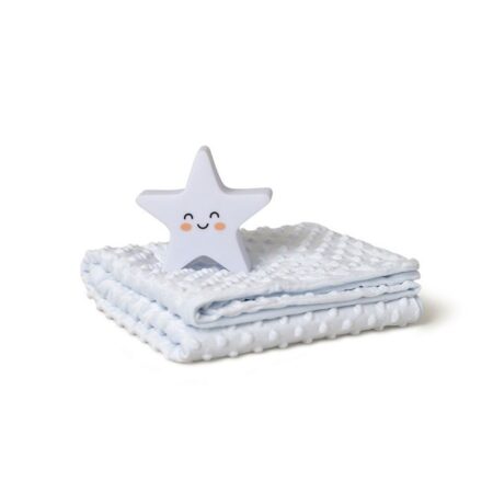 INTERBABY | SET Deka extra mäkká guličky + lampička HVIEZDA  - MODRÁ