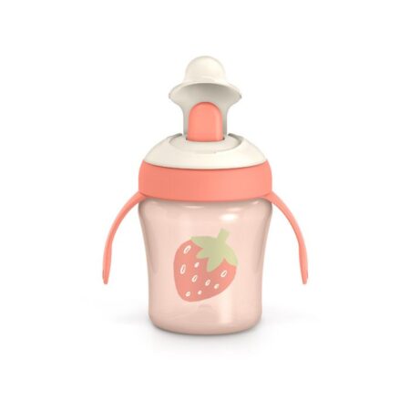 SUAVINEX | Nerozlievací hrnček GO NATURAL 200 ml - RUŽOVÁ JAHODA