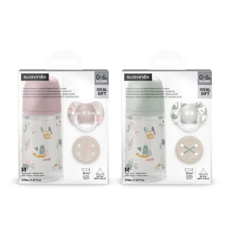 SUAVINEX | Sada fľaša 270ml + cumlík fyziologický 0/6m + klip Walk