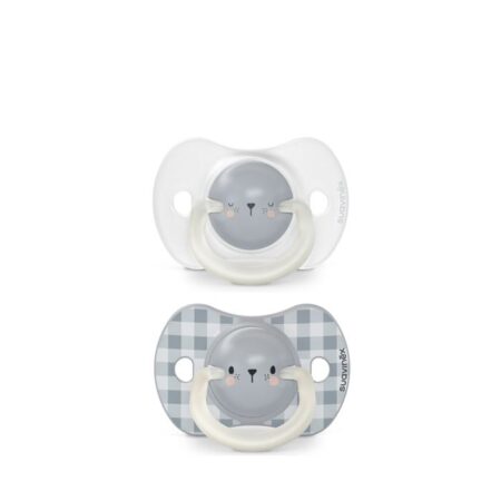 SUAVINEX | Cumlík DEŇ&NOC fyziologický silikón 0-6 m 2ks - modrý medveď
