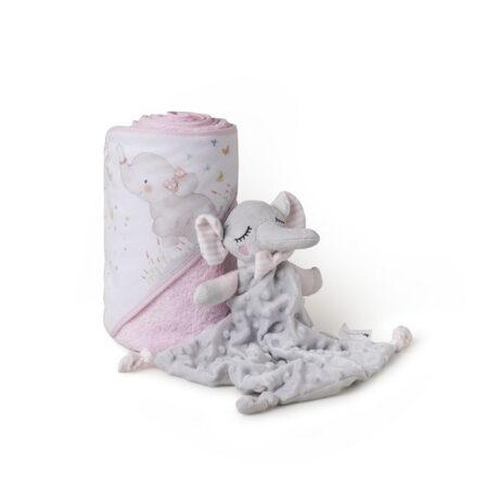 INTERBABY | SET - OSUŠKA froté 100x100 SLONÍK + PRÍTULKA - růžová