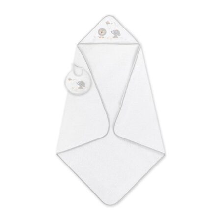 INTERBABY | OSUŠKA froté Sloník s drakom + podbradník - bielo/sivá