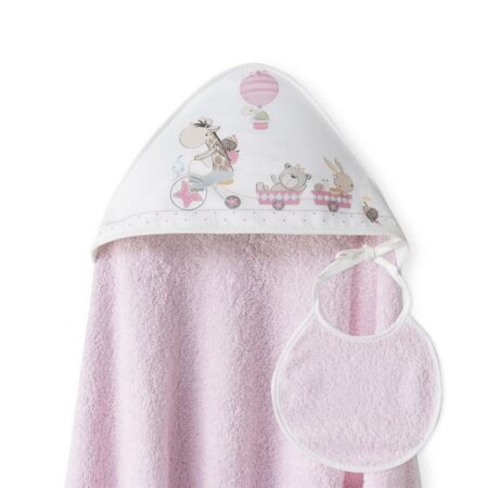 INTERBABY | OSUŠKA froté ZVIERATKÁ + podbradník  - ružová