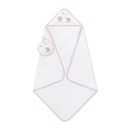 INTERBABY | OSUŠKA froté Sloník s drakom + podbradník - bielo/ružová