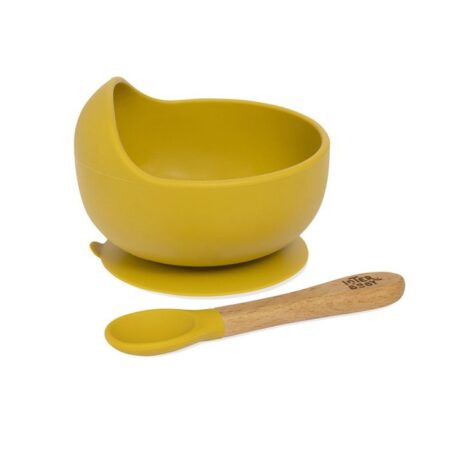 INTERBABY | MISKA silikonová + LYŽIČKA silikonová +4 m - okrová