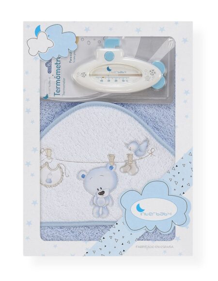 INTERBABY | Osuška BIELIZEŇ + teplomer - MODRÁ