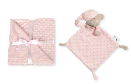 INTERBABY | Deka mäkká guličky + prítulka - RUŽOVÁ