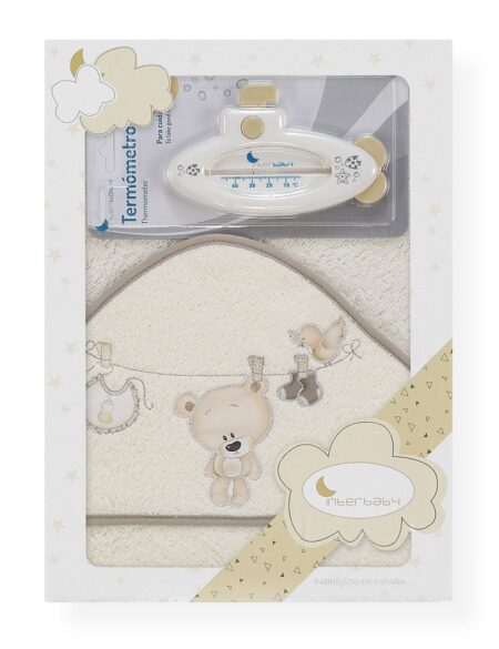 INTERBABY | Osuška BIELIZEŇ + teplomer - KRÉMOVÁ