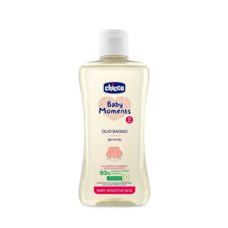 CHICCO Olej do kúpeľa s bavlnou a vitamínom E, Baby Moments Sensitive 200 ml,