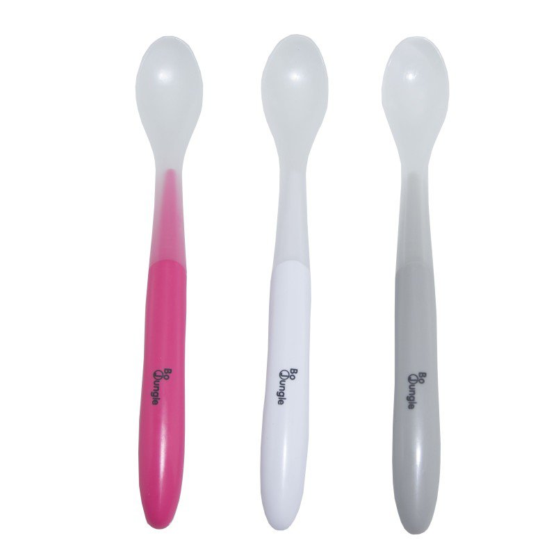 Mäkké jedálenské lyžičky White/Pink/Grey