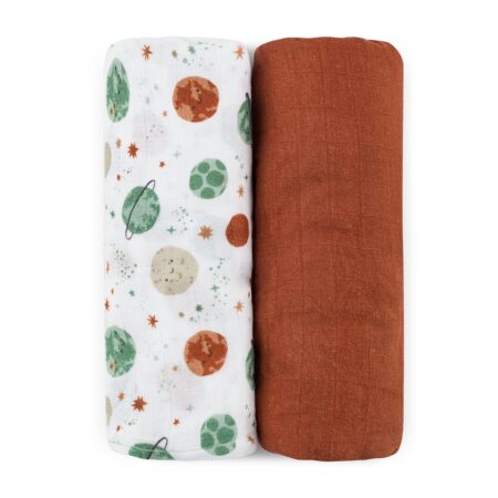 PETITE&MARS Prikrývka bambusová mušelínová 2ks Misty Celestial Planets 120 x