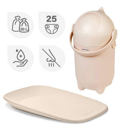 NATTOU Kôš na plienky Dropy a prebaľovacia podložka Softy Beige 50x70