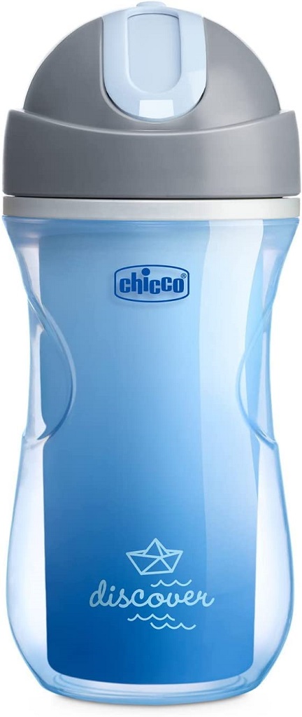 CHICCO Hrnček Sport termo so slamkou 266 ml modrý