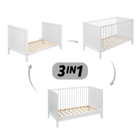 PETITE&MARS Postieľka drevená Mila 3 in 1 White Wood