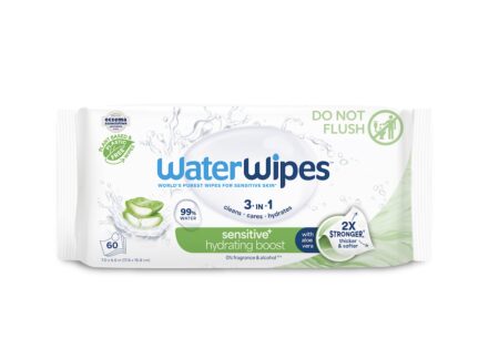WATERWIPES Obrúsky vlhčené Hydrating clean with aloe vera 3in1 60 ks