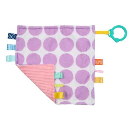 BRIGHT STARTS Maznacia dečka na C krúžku Little Taggies fialové bodky 0m+