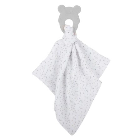 NATTOU Hryzačka silikónová bez BPA s bavlnenou dečkou 28 x 28 cm