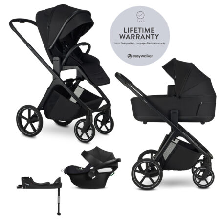 EASYWALKER Kočík kombinovaný Zoey Pure Black + CBX By CYBEX Aton B2 i-Size + základňa