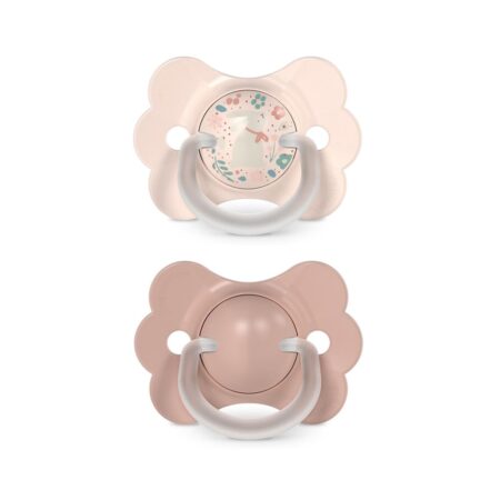 SUAVINEX | Cumlík SX PRO fyziologický 2 KS BUTTERFLY WONDERLAND NEW 0/6m - ružový králik + ružový