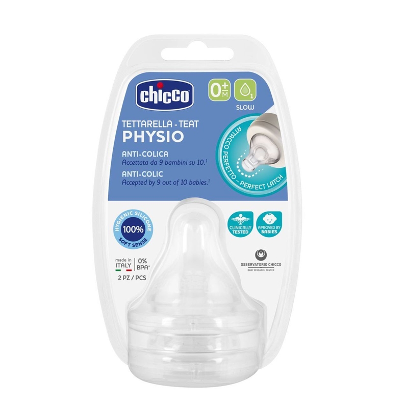 CHICCO Cumlík na fľašu Perfect Easy/Perfect 5/Well-Being fyziologický pomalý prietok 0m+ 2 ks – Obrázok 3