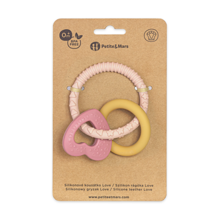 PETITE&MARS Hryzačka silikónová Love Cute Pink 0m+