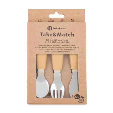 PETITE&MARS Sada príborov s nerezovej ocele Take&Match Intense Ochre 12m+